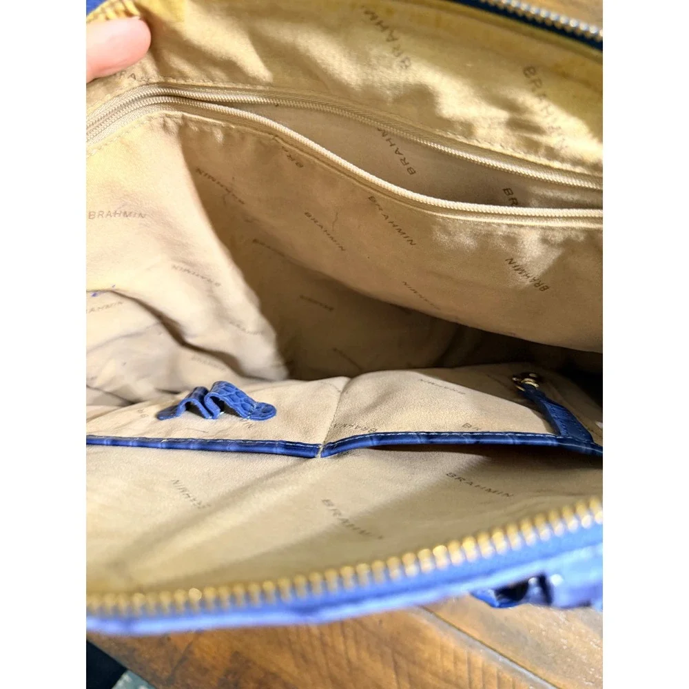 Brahmin Duxbury Satchel Periwinkle Blue Melbourne Embossed Leather Handbag